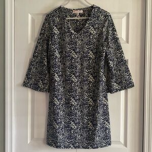 Jude Connally Lexi Shift Dress in Scattered Spot Navy Print - Size Large